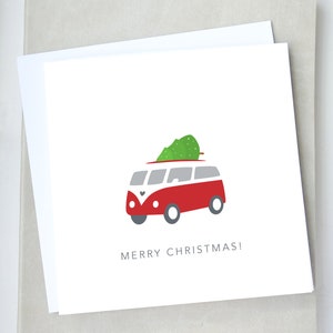 Vanfarer Campervan Christmas Card, Christmas Card for Campervan Lover, Rainbow campervan Christmas Card