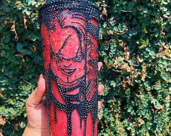 rhinestone faces of horror snowglobe tumbler