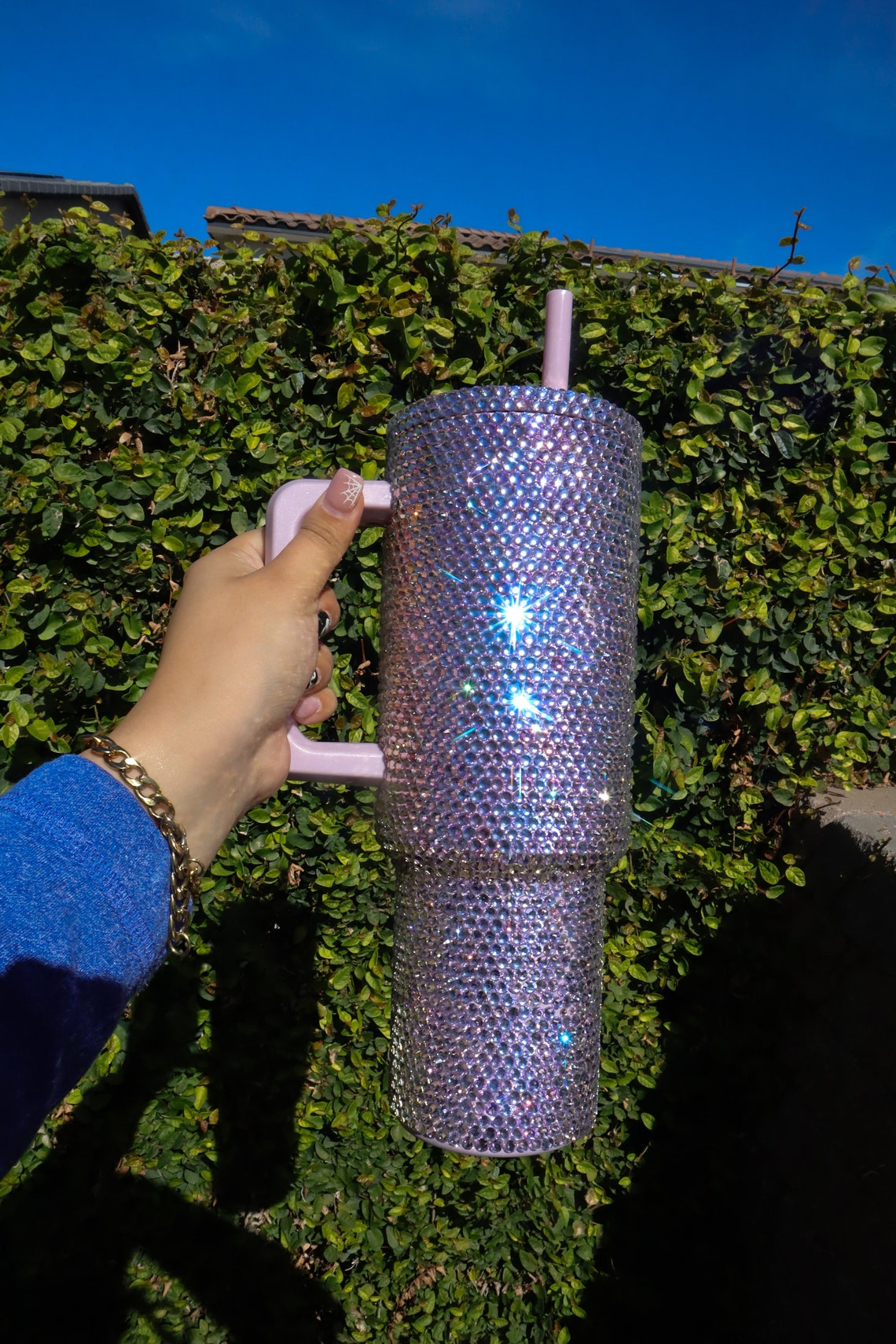 40 oz Pink Rhinestone Bow Tumbler