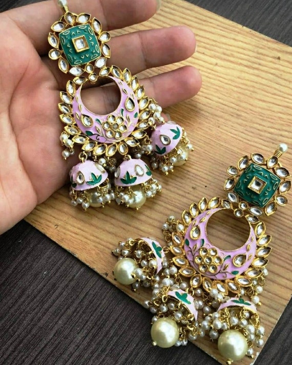 Gold Chandbali Indian Earrings, Gold Earrings/indian Jewelry, Kundan Jewelry /indian Earring/bollywood Jewelry/pakistani Jewelry, Gift for He - Etsy  Norway
