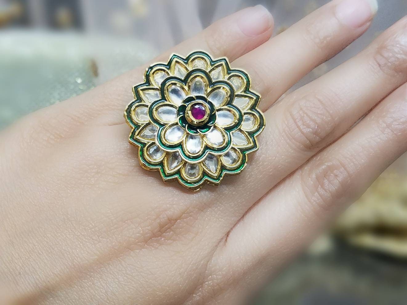 Kundan Ring Indian Jewelry Indian finger ring Pakistani | Etsy