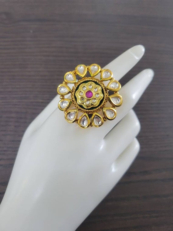 Kundan cheap finger ring