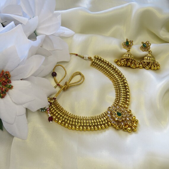 Polki Gold Indian Necklace Indian Jewelry Gold Necklace south