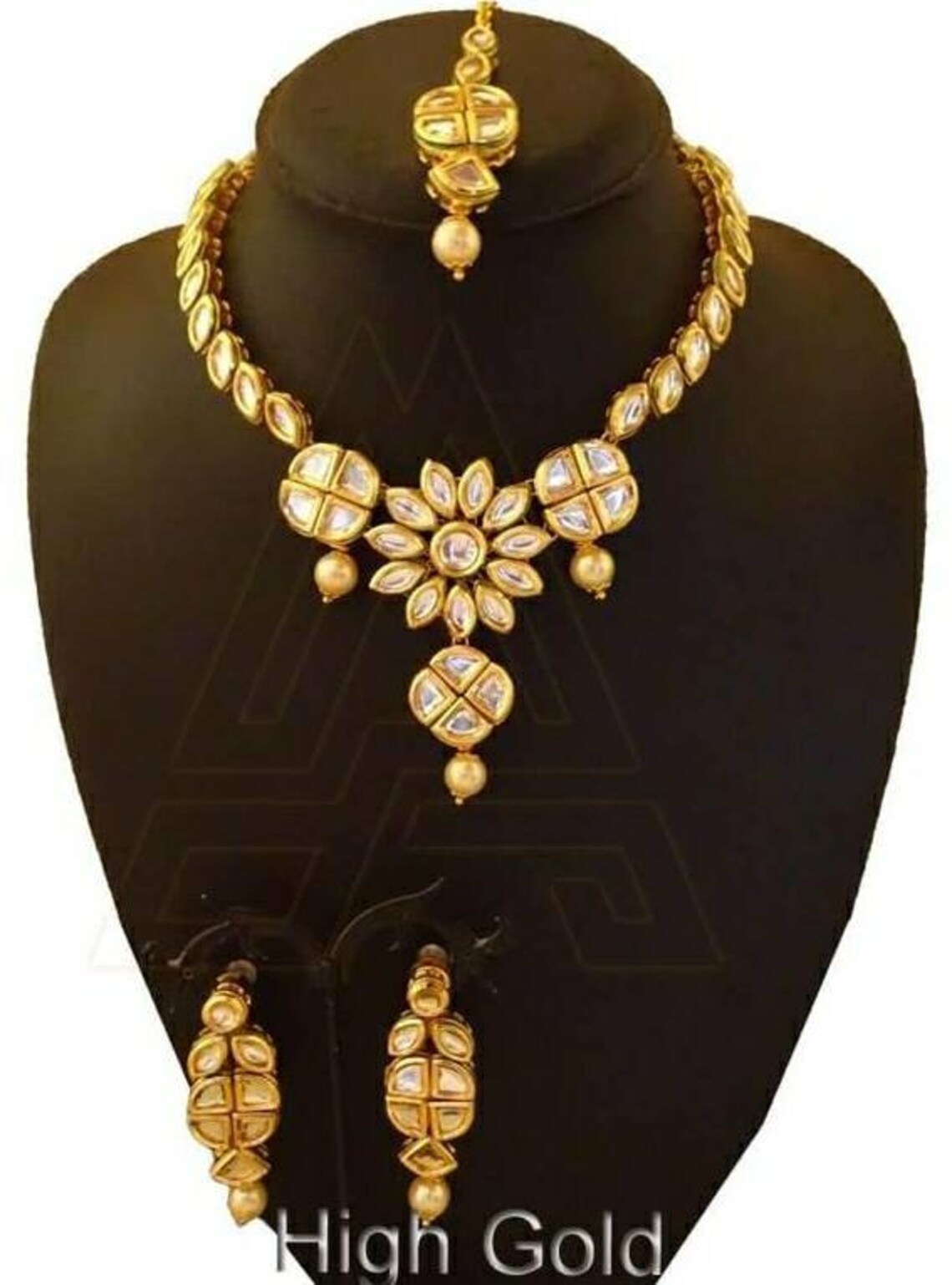 Fine Kundan Gold Indian Jewelry Set Indian Necklace Etsy