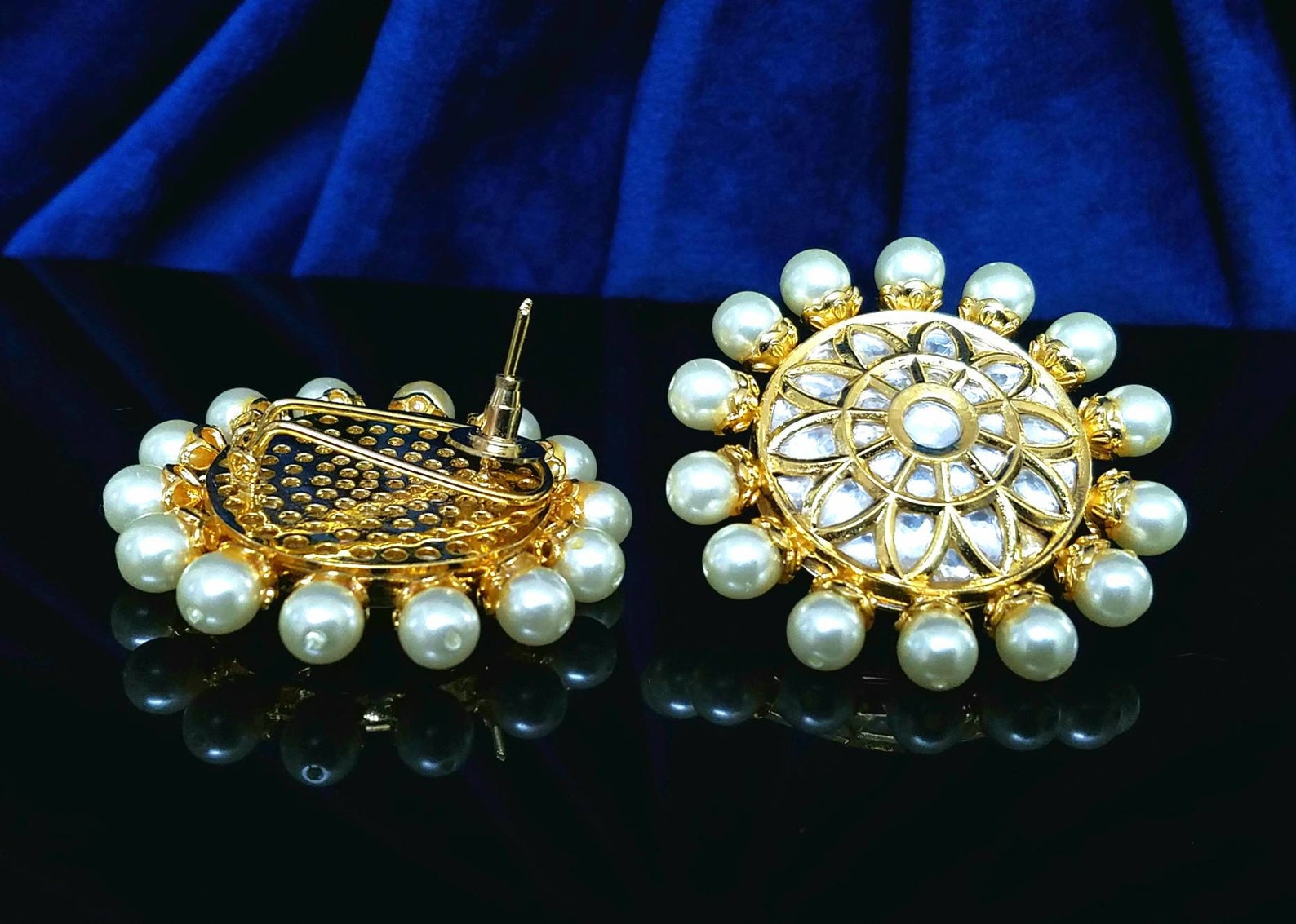 Kunda Indian Stud Earrings Indian Earrings Indian Jewelry | Etsy