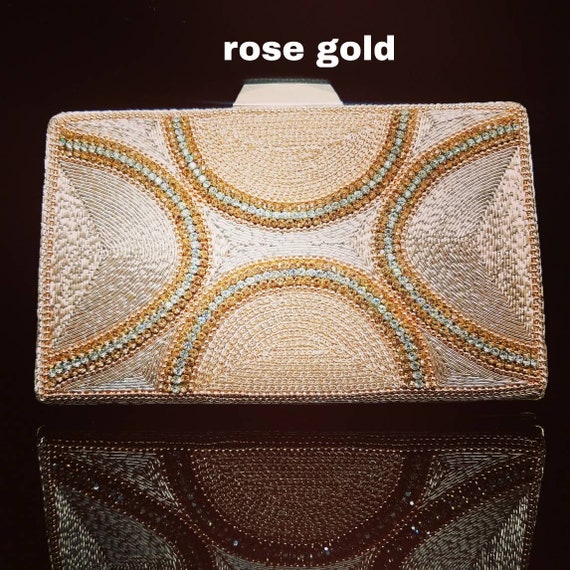 Designer Rose Gold Clutch Bag