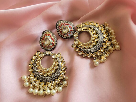 Modern Artificial Fancy Latest Earrings For Girls Women Big Jhumki Party  Wear Stylish For Wedding Yellow