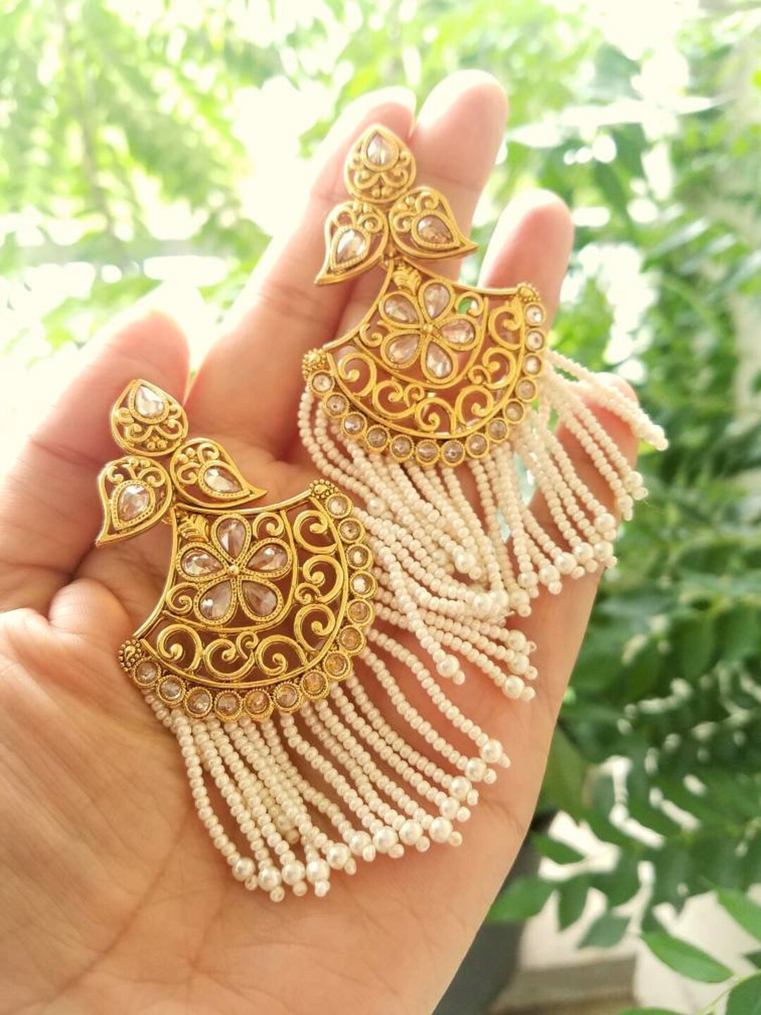 Golden on sale earrings artificial