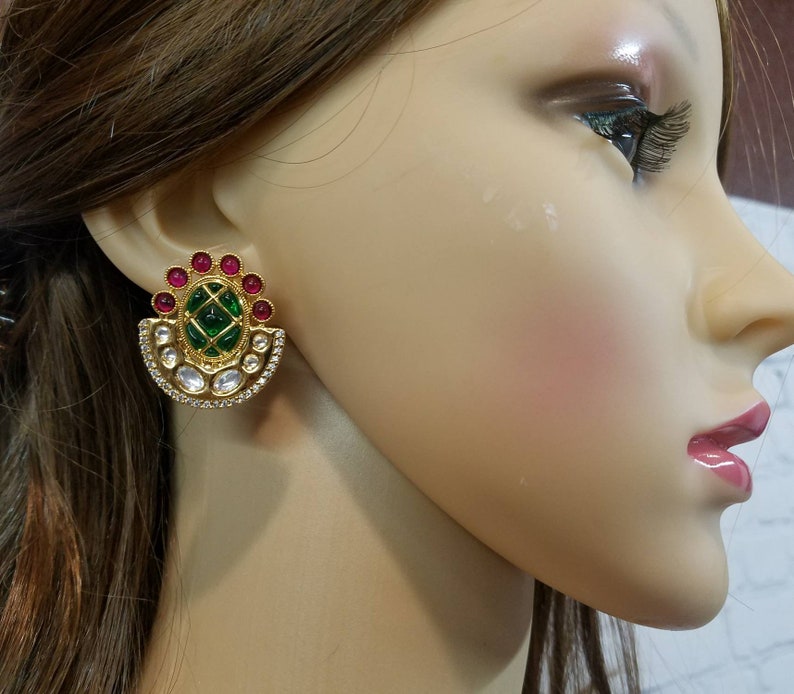 Earrings,Indian Jewelry,Pakistani Stud Earrings,Pakistani Jewelry Wedding Earrings Fine Kundan Stud Earrings,Indian stud Earrings