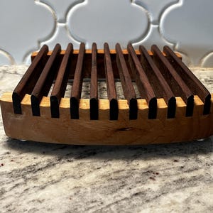 Handmade in Tennessee - Slatted Wooden Trivet - Ash & Black Walnut
