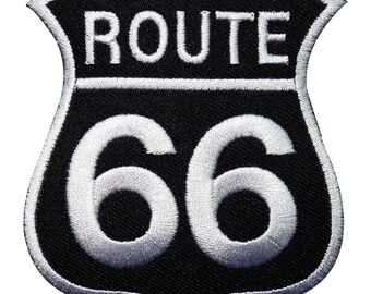 US Route 66 Sign Biker Golden Motif Iron/ Sew-on Embroidered Patch/T Shirt Badge US Route 66 Sign Biker Golden Motif Iron/ Sew-on Embroidered Patch/T Shirt Badge