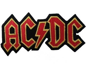 Embroidered AC/DC Golden Iron-on Patch Heavy Metal Rock Punk Logo/badge ...