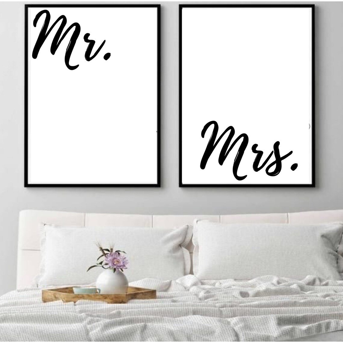 Mr and Mrs Wall Art Simple Wall Art Two Prints Married Etsy