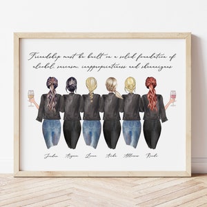 DIGITAL or PRINT + SHIP | Best Friend Print | Friendship Gift | Bridesmaid | Besties | Sorority Sisters | Personalized | Custom Portrait