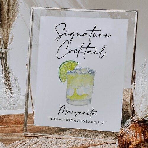 INSTANT DOWNLOAD Margarita Signature Drink Sign Cocktail Etsy