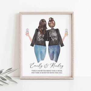 DIGITAL or PRINT + SHIP |  Custom Sister Print | Sister Gift | Big Sis Little Sis | Sorority Sisters | Personalized Print | Custom Portrait