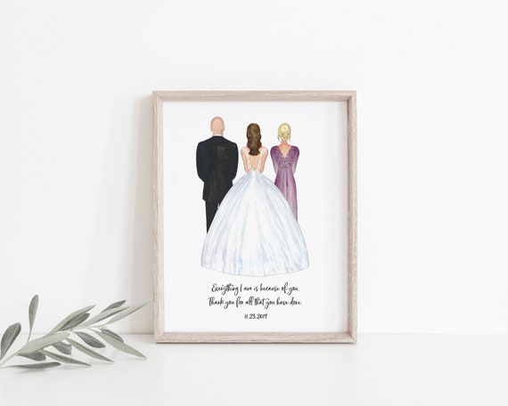PRINTABLE Custom Mom Dad And Bride Art Parents Gift | Etsy