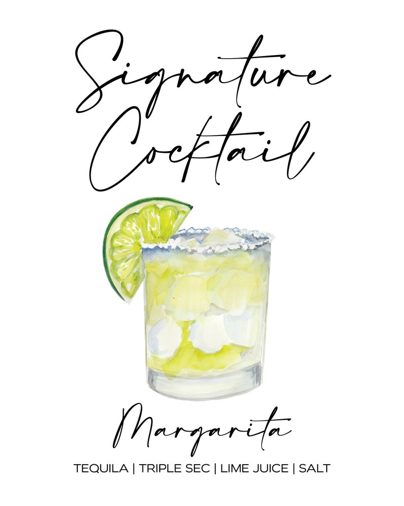 INSTANT DOWNLOAD Margarita Signature Drink Sign Cocktail Etsy