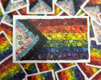 Embroidered Progress Pride Waterproof Vinyl Sticker / Laptop Sticker / Waterbottle Sticker / LGBTQIA+ gifts