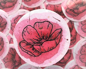 Embroidered Poppy Vinyl Sticker