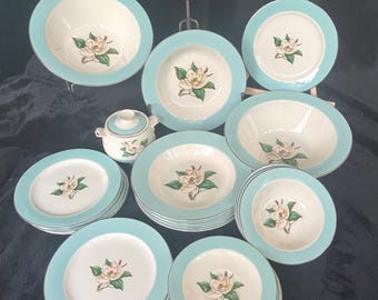 Vintage Turquoise Magnolia by Homer Laughlin / 1955-1966
