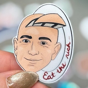 Sticker tranche de gâteau Jeff Bezos / Sticker Eat the Rich / Sticker vinyle sur le thème Commie