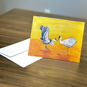 Sandhills Cranes folded card, blank inside