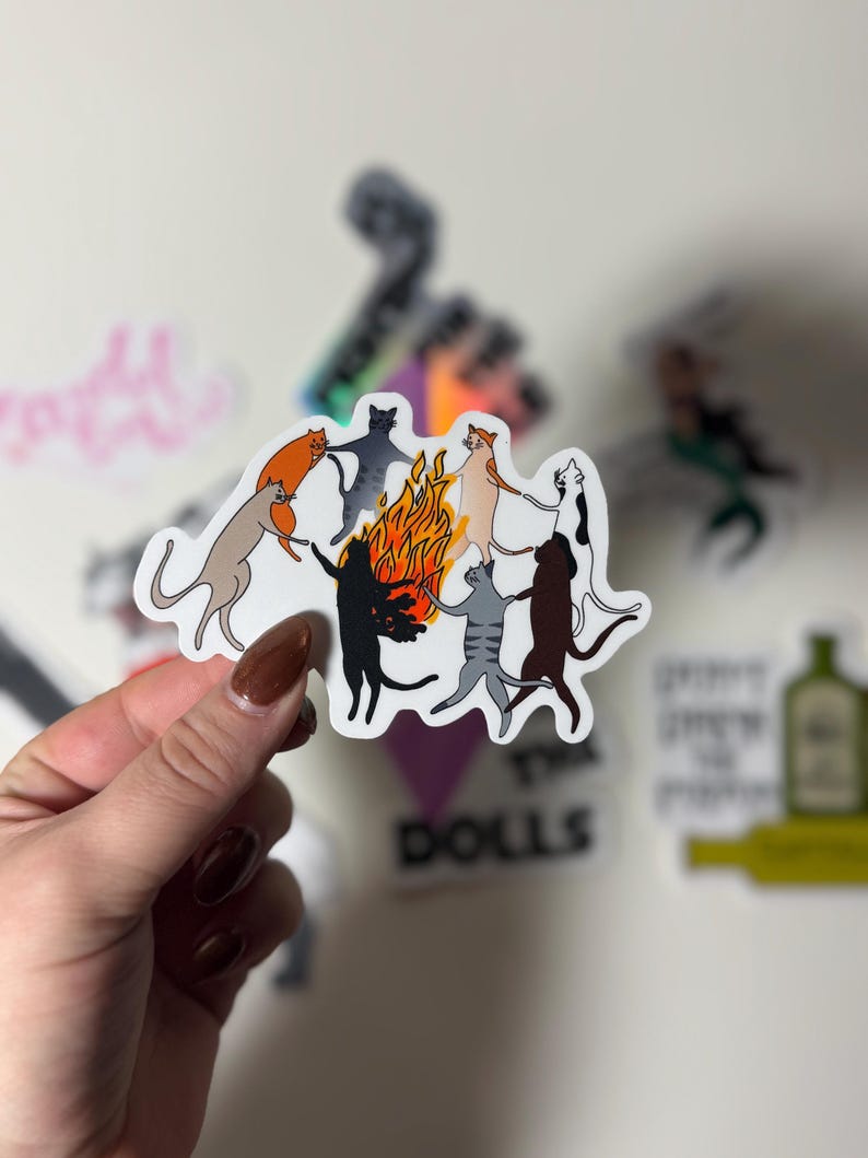 Witchy Cats Sticker | Dancing Cat Cult Vinyl Decal - Etsy