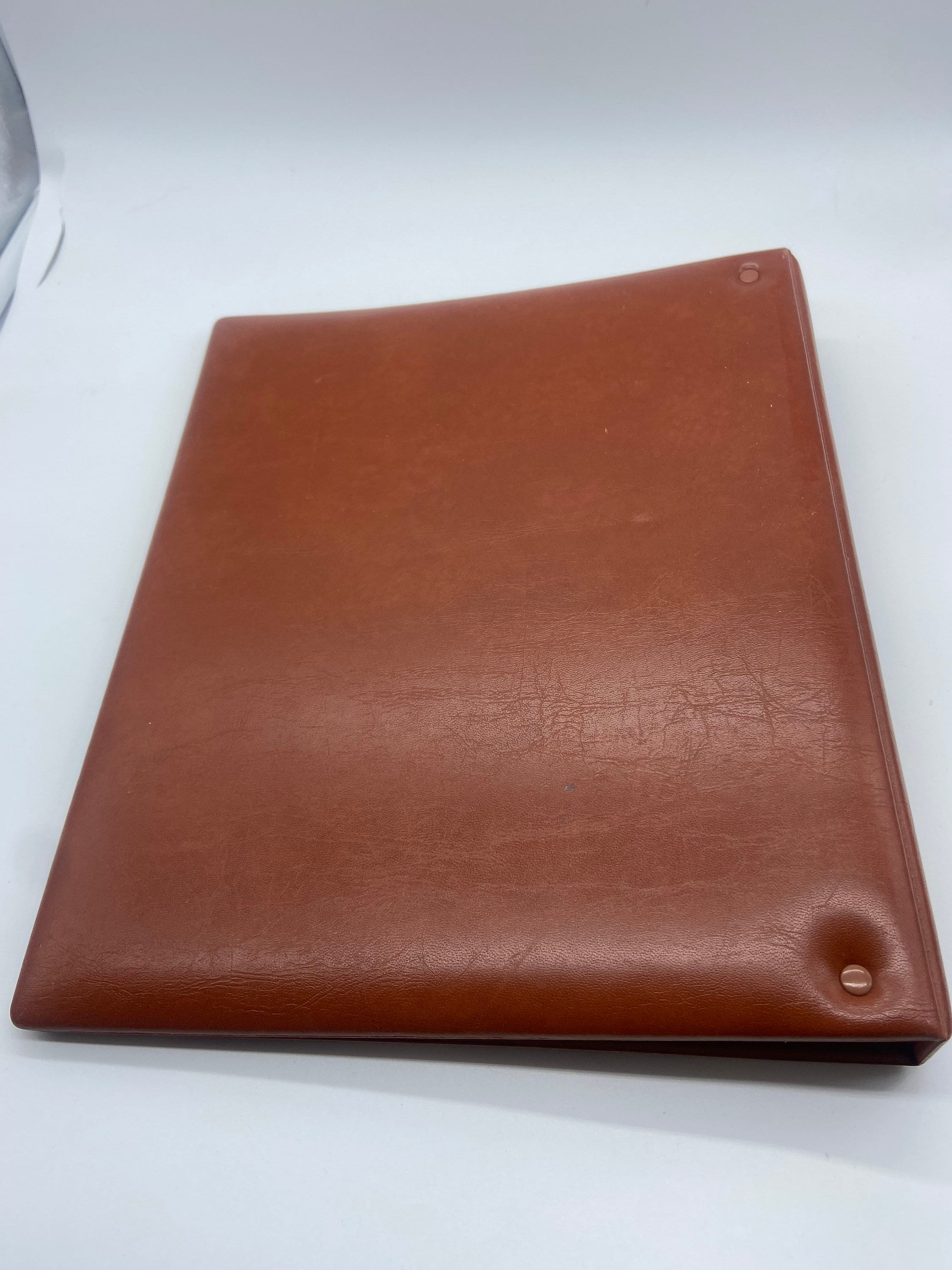 Koloman Handler Vintage Brown Leather Look Three Ring Binder MCM Office