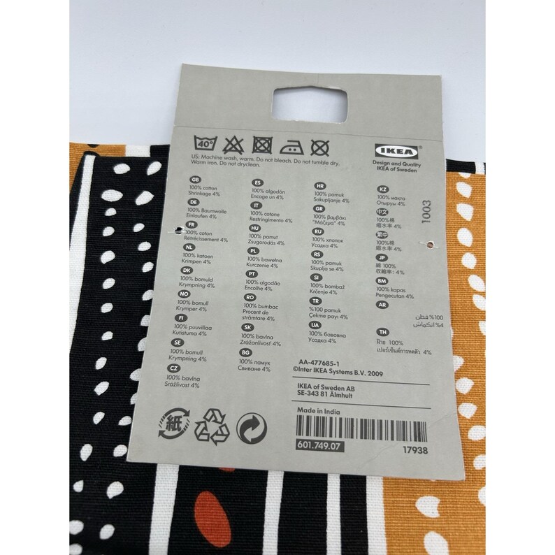 2x Ikea VILMIE Cushion Cover NEW 16 x 24" 40x60cm BlackOrange White Stripe Dots image 7