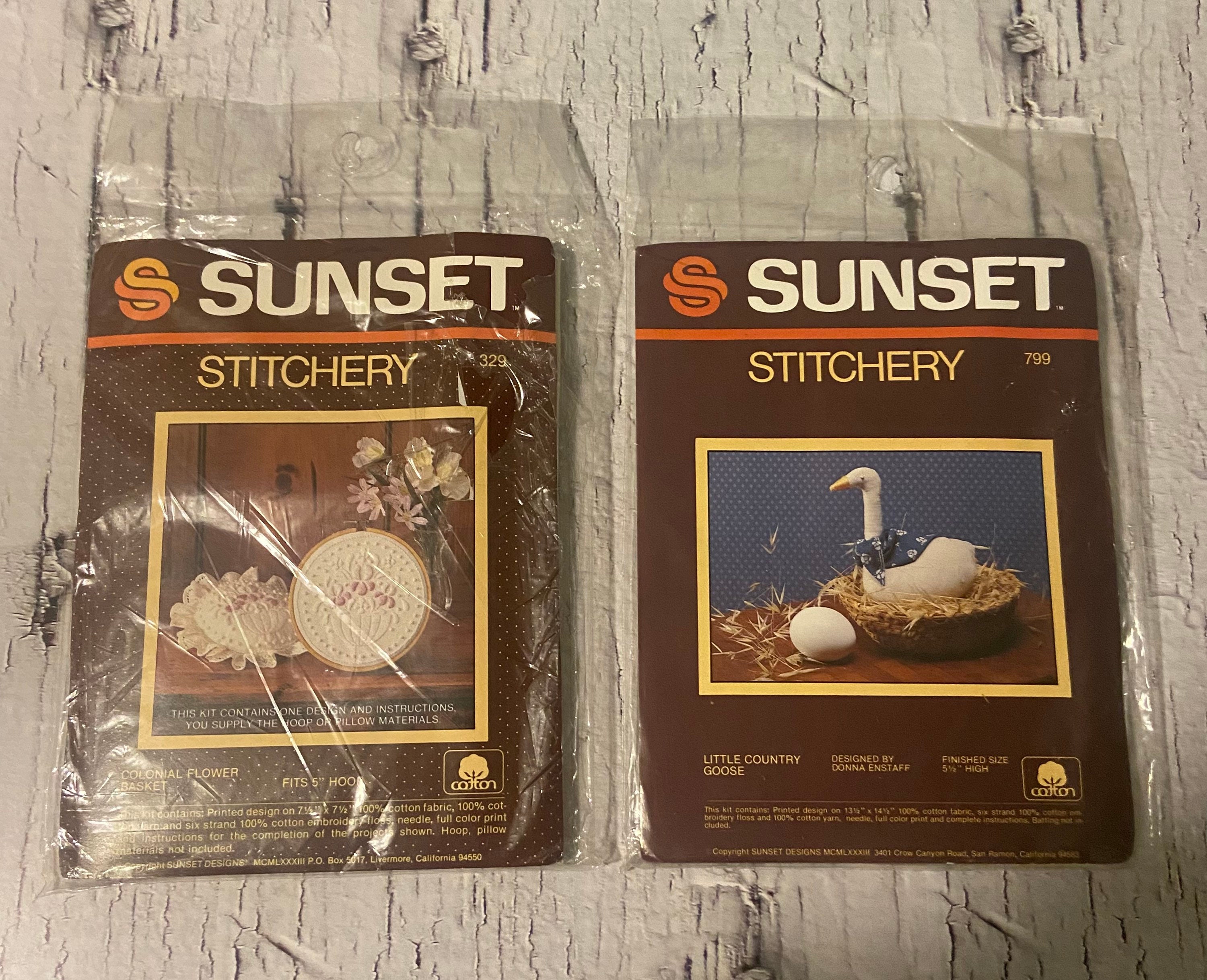 Vintage Sunset Stitchery Kits Lot of 2 1984 Country Goose 799