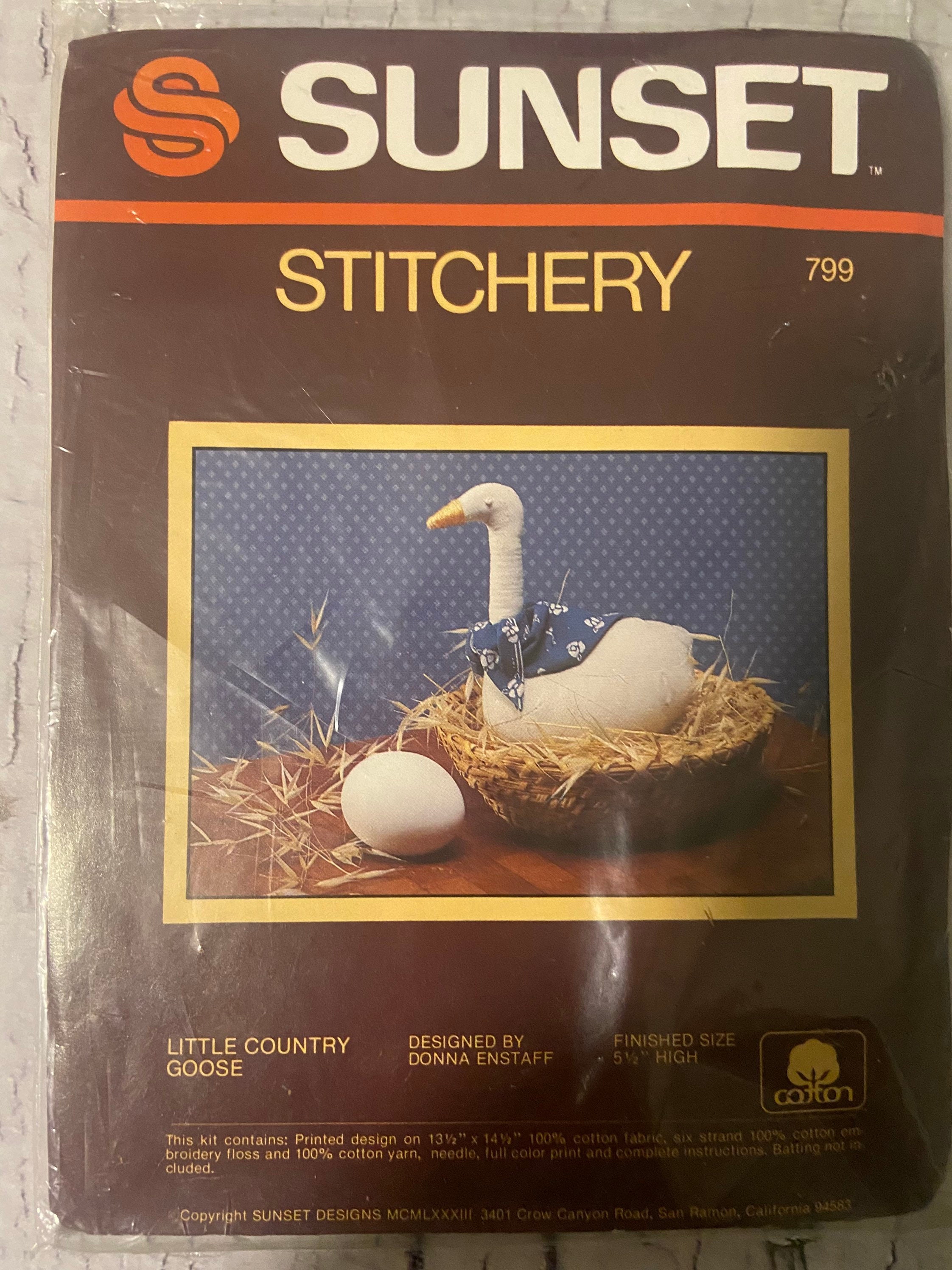 Vintage Sunset Stitchery Kits Lot of 2 1984 Country Goose 799