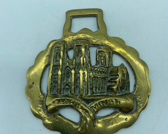 Vintage York Minster Brass  Bottle Opener Metal Barware Man cave Patina Bar