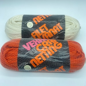 VEXAR Lot of 2 Macrame Craft Netting White Orange 40 Yd Mesh Net Plant Hangers