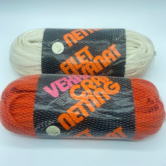 VEXAR Lot of 2 Macrame Craft Netting White Orange 40 Yd Mesh Net