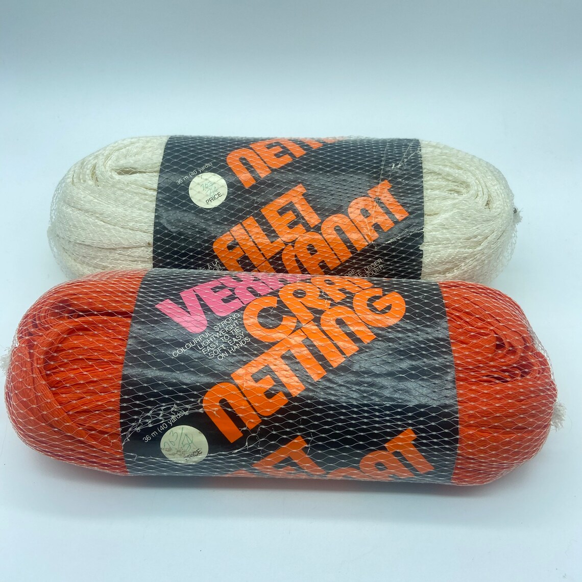 VEXAR Lot of 2 Macrame Craft Netting White Orange 40 Yd Mesh Etsy