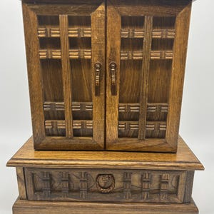Vintage Wood Jewelry Box Mini Dresser Armoire Storage Cabinet Boho Handmade