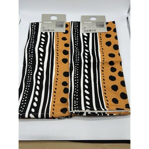 2x Ikea VILMIE Cushion Cover NEW 16 x 24" 40x60cm BlackOrange White Stripe Dots image 2
