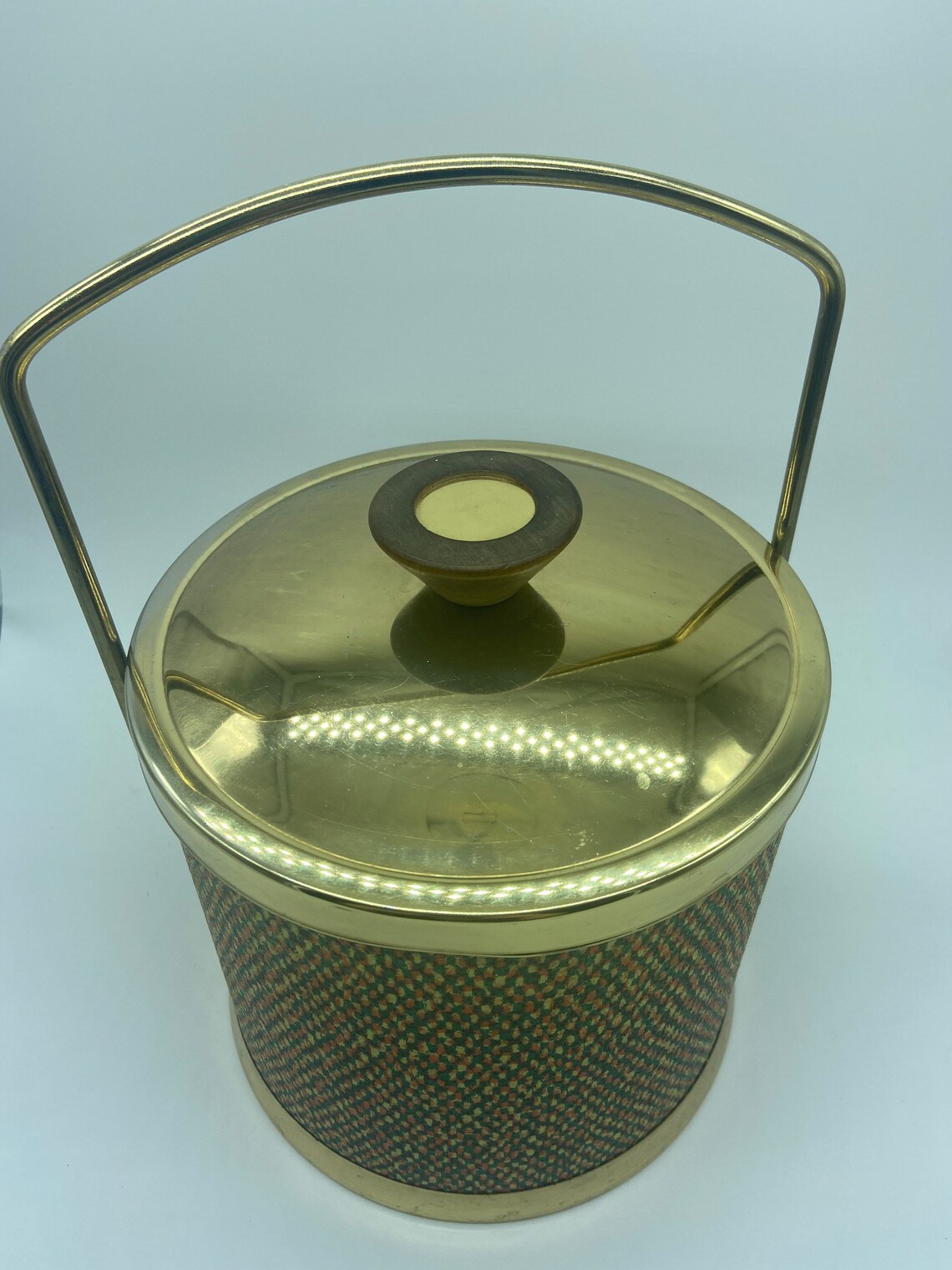 Vintage MCM Ice Bucket Gold Tone Colorful Hollywood Regency Etsy