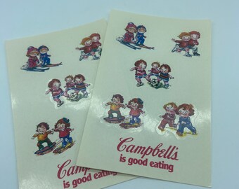 Vintage Campbell’s Kids Stickers 1980s 1990s New Unused Sheets Sports Retro Soup