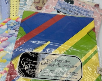 Lot Of Vintage 1980s Wrapping Paper Birthday Wedding 11 Pkg’s Gift Wrap Ephemera