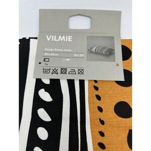 2x Ikea VILMIE Cushion Cover NEW 16 x 24" 40x60cm BlackOrange White Stripe Dots image 4