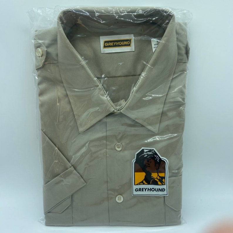 Vintage GREYHOUND BUS Driver Uniform Shirt in Pkg NOS New Old Stock Sz