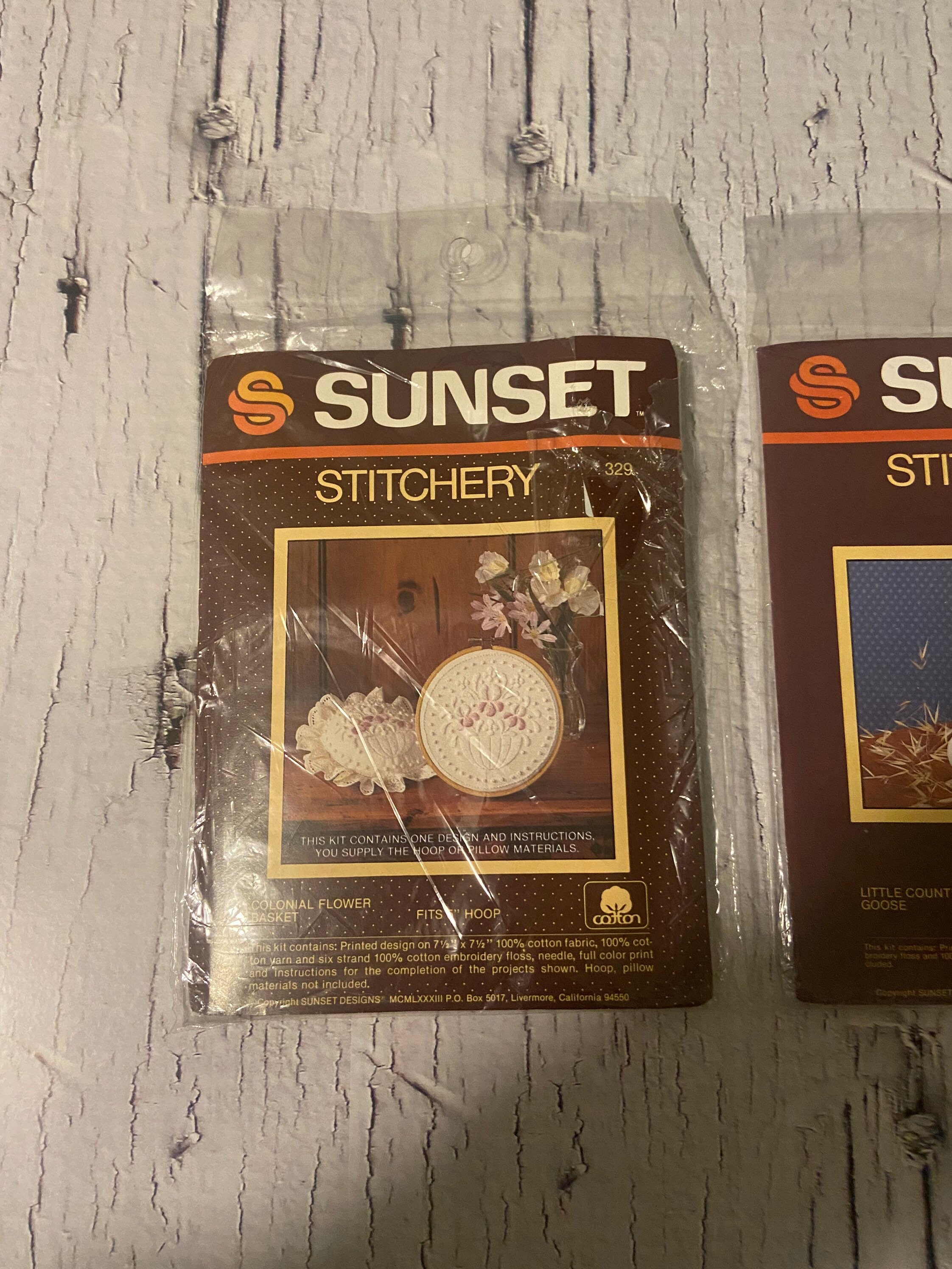 Vintage Sunset Stitchery Kits Lot of 2 1984 Country Goose 799
