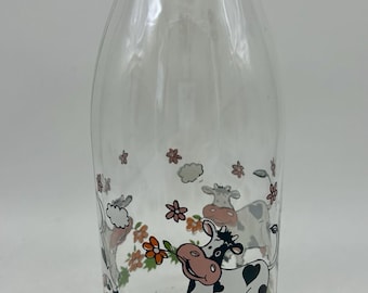 Vintage Le Parfait Cow Bottle French Farmhouse Glass 1.04L Floral
