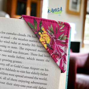 Australian Wild Flowers Corner Bookmark, Fabric Bookmark, Book Lover Gift, Stocking Stuffer, Bookworm Gift, Australiana Gift