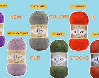 8 Skeins Alize Diva,Free Express Shipping Alize Diva Yarn, microfiber yarn, acrylic yarn, Bikini Yarn,Swimsuit, elastic yarn, lingerie yarn