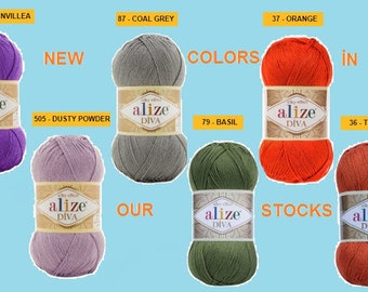 12 Skeins Alize Diva Free And Fast Shipping, Alize Diva Yarn,microfiber yarn, acrylic yarn, Bikini Yarn,not stretch yarn,  swimsuit yarn