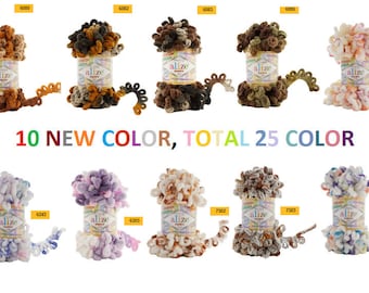 12 Skeins Alize Puffy Color Free And Fast Shipping, Polyester yarn, Knitting Yarn, polyester yarn, swimsuit yarn, Terry Yarn, lingerie yarn