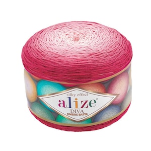 Alize Diva Ombre Batik, 100% Microfiber Acrylic Ombre Yarn variety of colors, Glitter Yarn,Knitting Soft Yarn, Summer Yarn Bikini Patern
